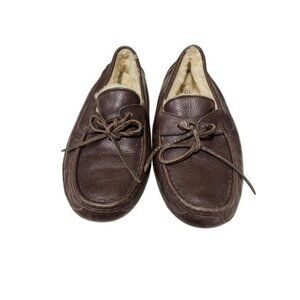 Ugg Mens Leather & Sheepskin Lined Moccasin Slippers 10